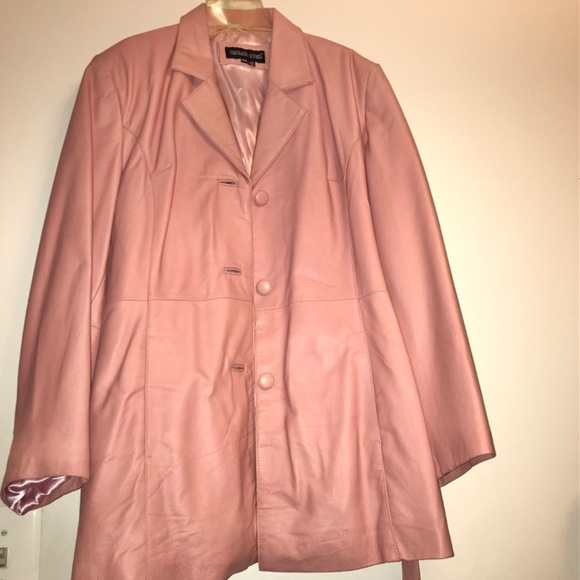 Vintage 90s Women’s Oscar Piel Pink Genuine 100% Leather Jacket Coat Size 2XL - Picture 2 of 15